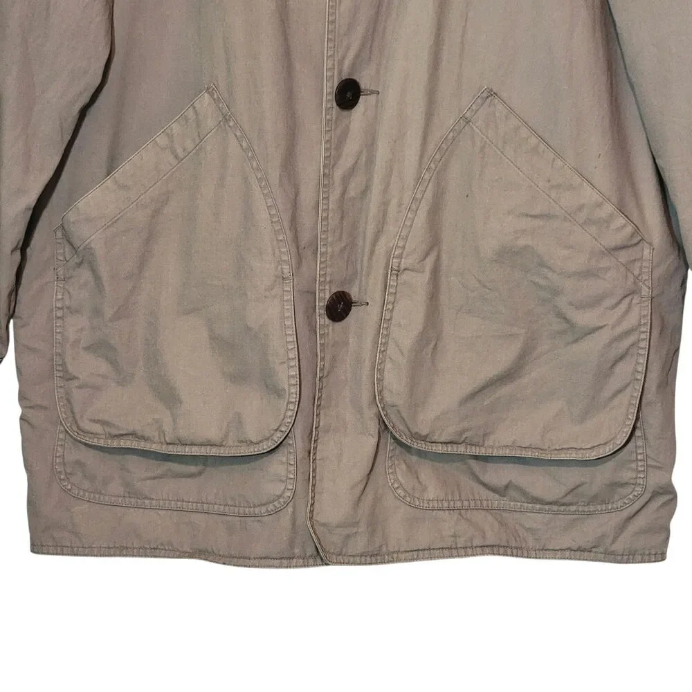 J. Crew Vintage Barn Jacket Tan Corduroy Collar Rugged Fall Canvas Coat L Tall